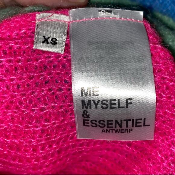 ESSENTIEL Antwerp $355 Vivar Colorblock V Neck Sweater Made In Italy XS US2 NWOT - Picture 6 of 14